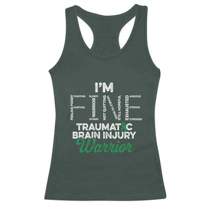 Traumatic Brain Injury Awareness Racerback Tank Top TBI Warrior I'm Fine TS02 Dark Forest Green Print Your Wear