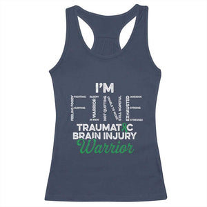 Traumatic Brain Injury Awareness Racerback Tank Top TBI Warrior I'm Fine TS02 Navy Print Your Wear