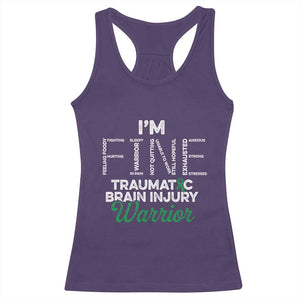 Traumatic Brain Injury Awareness Racerback Tank Top TBI Warrior I'm Fine TS02 Purple Print Your Wear