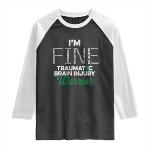 Traumatic Brain Injury Awareness Raglan Shirt TBI Warrior I'm Fine TS02 Black White Print Your Wear