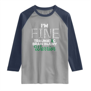Traumatic Brain Injury Awareness Raglan Shirt TBI Warrior I'm Fine TS02 Sport Gray Navy Print Your Wear