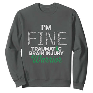Traumatic Brain Injury Awareness Sweatshirt TBI Warrior I'm Fine TS02 Dark Heather Print Your Wear