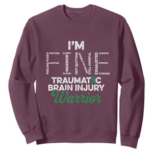 Traumatic Brain Injury Awareness Sweatshirt TBI Warrior I'm Fine TS02 Maroon Print Your Wear