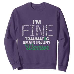 Traumatic Brain Injury Awareness Sweatshirt TBI Warrior I'm Fine TS02 Purple Print Your Wear
