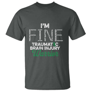 Traumatic Brain Injury Awareness T Shirt TBI Warrior I'm Fine TS02 Dark Heather Print Your Wear