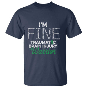 Traumatic Brain Injury Awareness T Shirt TBI Warrior I'm Fine TS02 Navy Print Your Wear