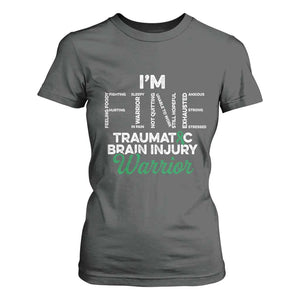 Traumatic Brain Injury Awareness T Shirt For Women TBI Warrior I'm Fine TS02 Dark Heather Print Your Wear