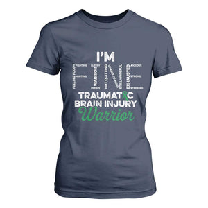 Traumatic Brain Injury Awareness T Shirt For Women TBI Warrior I'm Fine TS02 Navy Print Your Wear