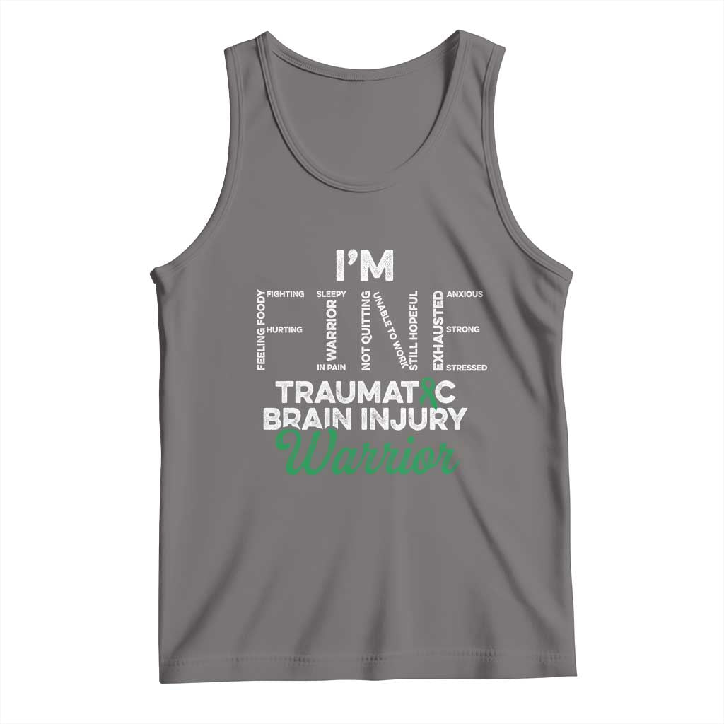 Traumatic Brain Injury Awareness Tank Top TBI Warrior I'm Fine TS02 Deep Heather Print Your Wear