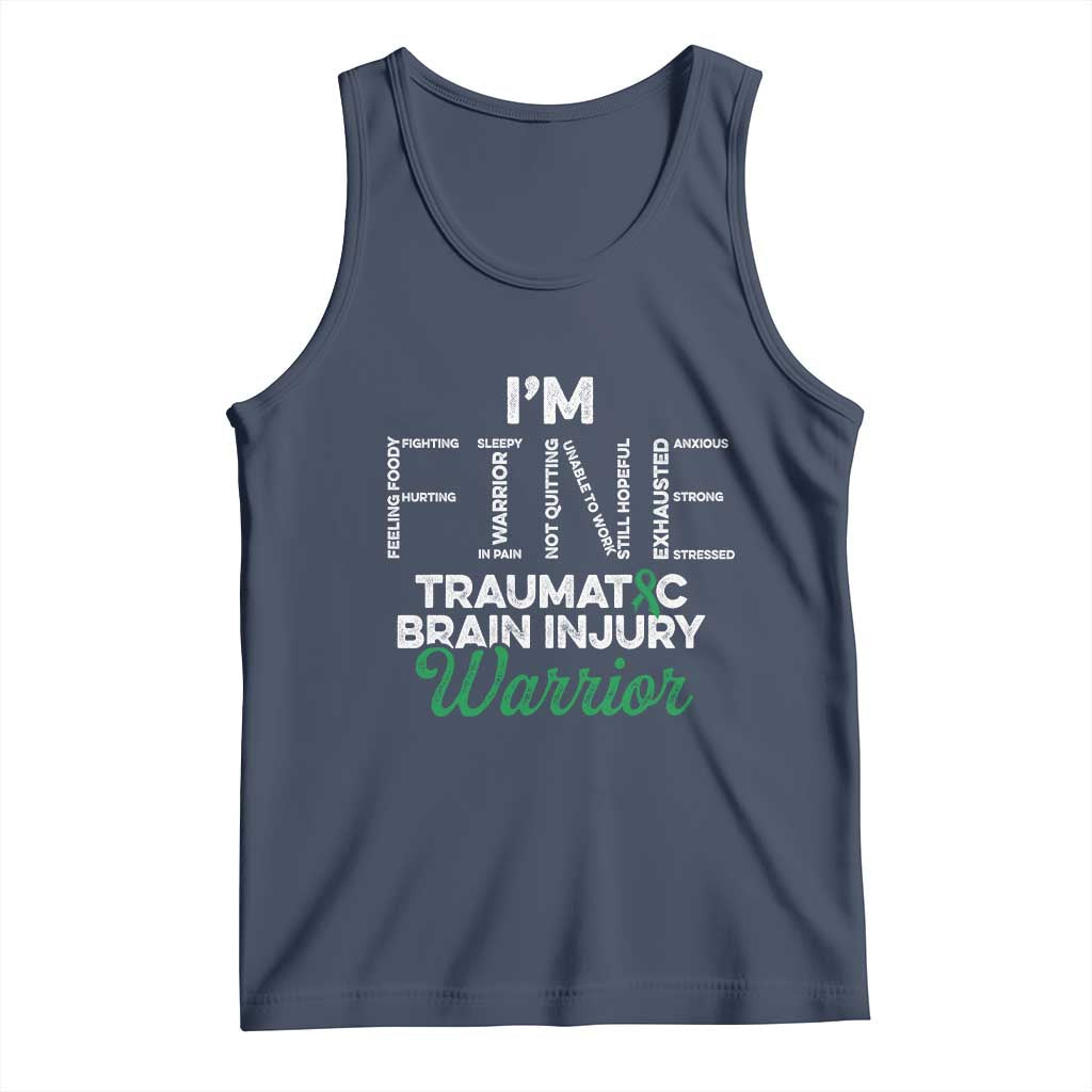 Traumatic Brain Injury Awareness Tank Top TBI Warrior I'm Fine TS02 Navy Print Your Wear