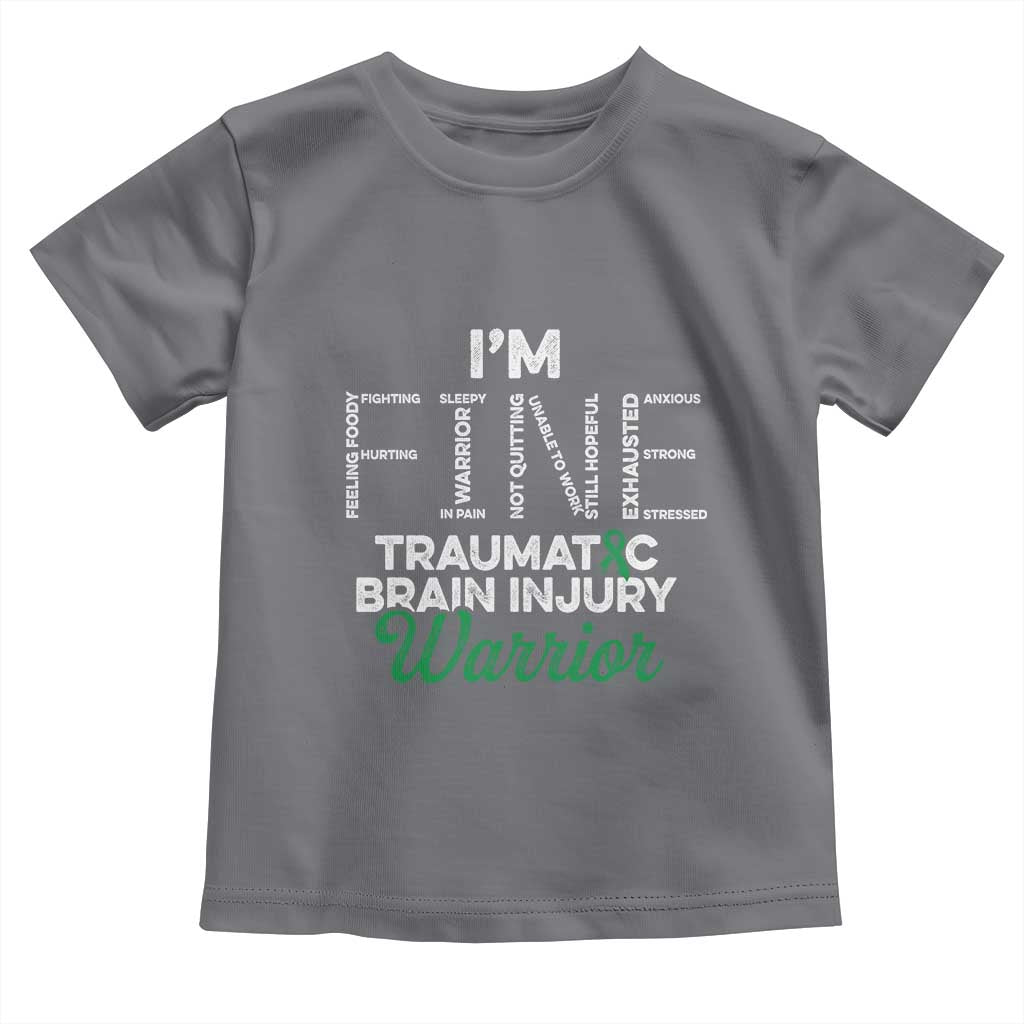 Traumatic Brain Injury Awareness Toddler T Shirt TBI Warrior I'm Fine TS02 Charcoal Print Your Wear