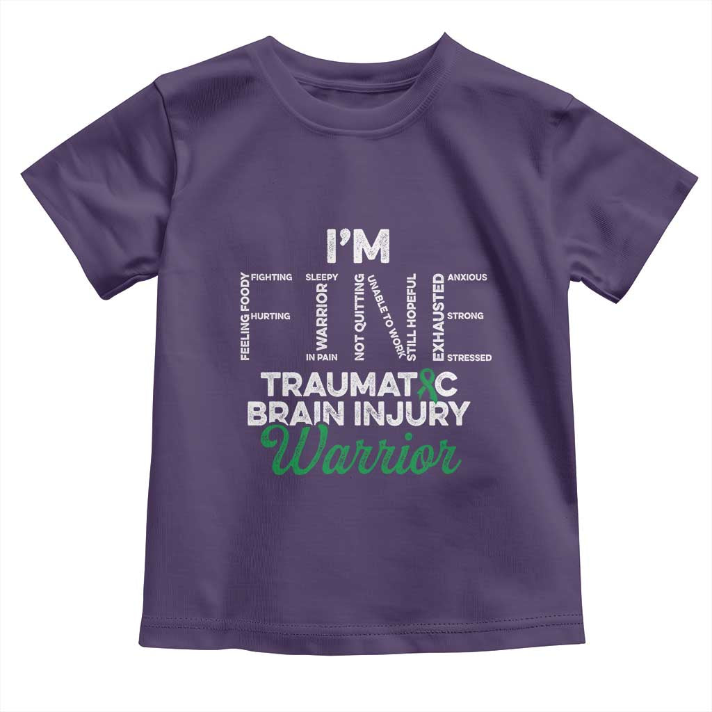 Traumatic Brain Injury Awareness Toddler T Shirt TBI Warrior I'm Fine TS02 Purple Print Your Wear
