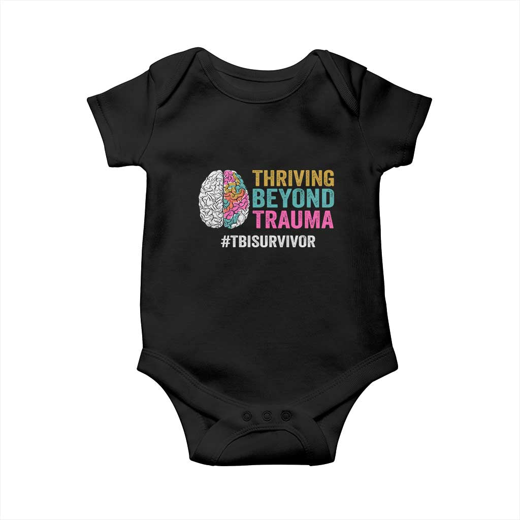 Traumatic Brain Injury Awareness Baby Onesie Thriving Beyond Trauma TBI Survivor TS02 Black Print Your Wear