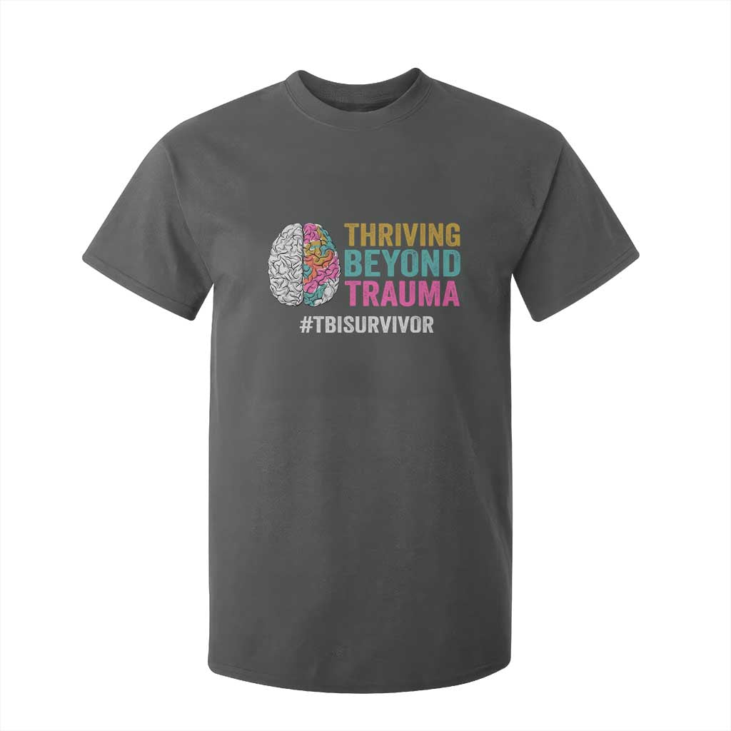 Traumatic Brain Injury Awareness T Shirt For Kid Thriving Beyond Trauma TBI Survivor TS02 Dark Heather Print Your Wear