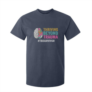 Traumatic Brain Injury Awareness T Shirt For Kid Thriving Beyond Trauma TBI Survivor TS02 Navy Print Your Wear