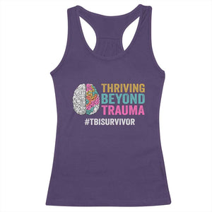 Traumatic Brain Injury Awareness Racerback Tank Top Thriving Beyond Trauma TBI Survivor TS02 Purple Print Your Wear