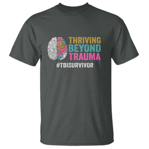 Traumatic Brain Injury Awareness T Shirt Thriving Beyond Trauma TBI Survivor TS02 Dark Heather Print Your Wear