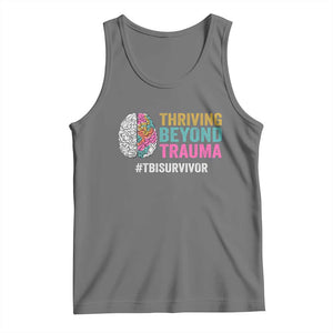 Traumatic Brain Injury Awareness Tank Top Thriving Beyond Trauma TBI Survivor TS02 Black Heather Print Your Wear