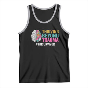 Traumatic Brain Injury Awareness Tank Top Thriving Beyond Trauma TBI Survivor TS02 Black Athletic Heather Print Your Wear