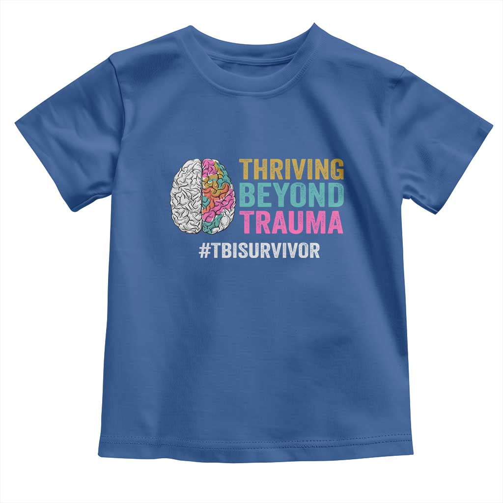 Traumatic Brain Injury Awareness Toddler T Shirt Thriving Beyond Trauma TBI Survivor TS02 Royal Blue Print Your Wear