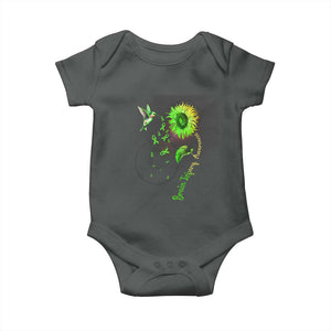 Traumatic Brain Injury Awareness Baby Onesie Sunflower Hummingbird TS02 Dark Heather Print Your Wear