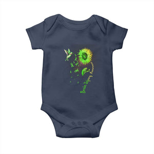Traumatic Brain Injury Awareness Baby Onesie Sunflower Hummingbird TS02 Navy Print Your Wear