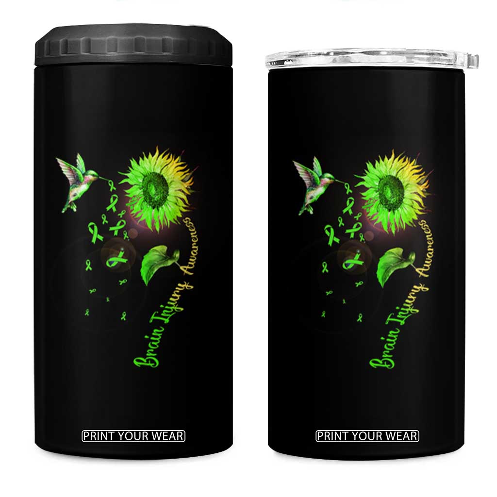 Traumatic Brain Injury Awareness 4 in 1 Can Cooler Tumbler Sunflower Hummingbird TS02 One Size: 16 oz Black Print Your Wear