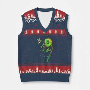Traumatic Brain Injury Awareness V-Neck Knit Sweater Vest Sunflower Hummingbird TS02 Navy Red Print Your Wear