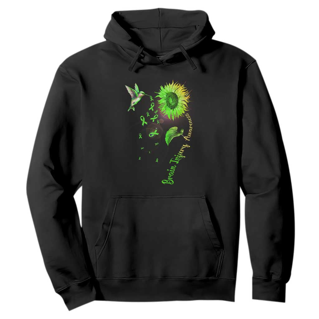 Traumatic Brain Injury Awareness Hoodie Sunflower Hummingbird TS02 Black Print Your Wear