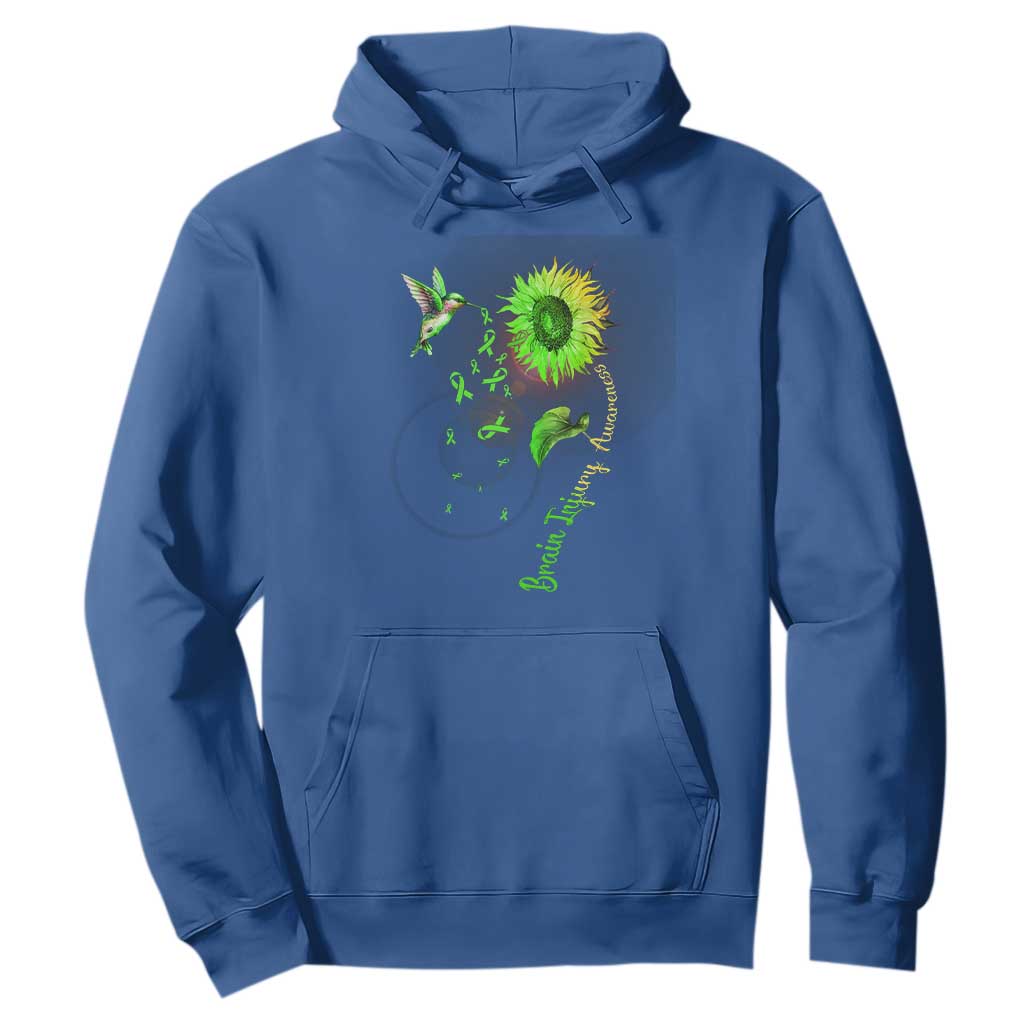 Traumatic Brain Injury Awareness Hoodie Sunflower Hummingbird TS02 Royal Blue Print Your Wear