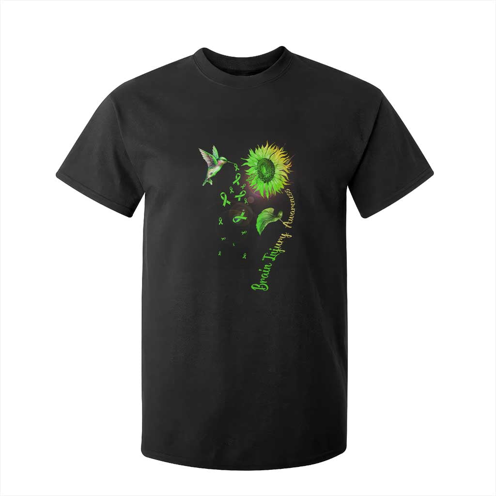 Traumatic Brain Injury Awareness T Shirt For Kid Sunflower Hummingbird TS02 Black Print Your Wear