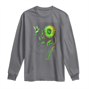 Traumatic Brain Injury Awareness Long Sleeve Shirt Sunflower Hummingbird TS02 Charcoal Print Your Wear
