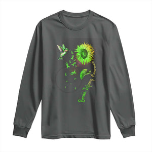 Traumatic Brain Injury Awareness Long Sleeve Shirt Sunflower Hummingbird TS02 Dark Heather Print Your Wear