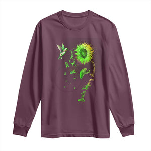 Traumatic Brain Injury Awareness Long Sleeve Shirt Sunflower Hummingbird TS02 Maroon Print Your Wear