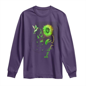 Traumatic Brain Injury Awareness Long Sleeve Shirt Sunflower Hummingbird TS02 Purple Print Your Wear