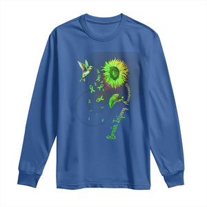 Traumatic Brain Injury Awareness Long Sleeve Shirt Sunflower Hummingbird TS02 Royal Blue Print Your Wear