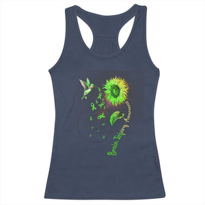 Traumatic Brain Injury Awareness Racerback Tank Top Sunflower Hummingbird TS02 Navy Print Your Wear