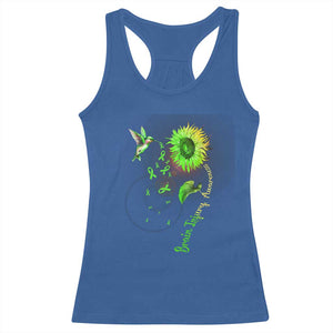 Traumatic Brain Injury Awareness Racerback Tank Top Sunflower Hummingbird TS02 Royal Blue Print Your Wear