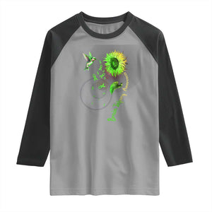 Traumatic Brain Injury Awareness Raglan Shirt Sunflower Hummingbird TS02 Sport Gray Black Print Your Wear