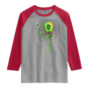 Traumatic Brain Injury Awareness Raglan Shirt Sunflower Hummingbird TS02 Sport Gray Red Print Your Wear