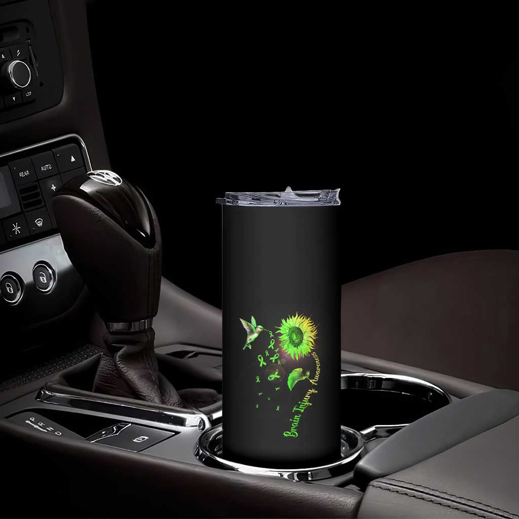 Traumatic Brain Injury Awareness Skinny Tumbler Sunflower Hummingbird TS02 Print Your Wear