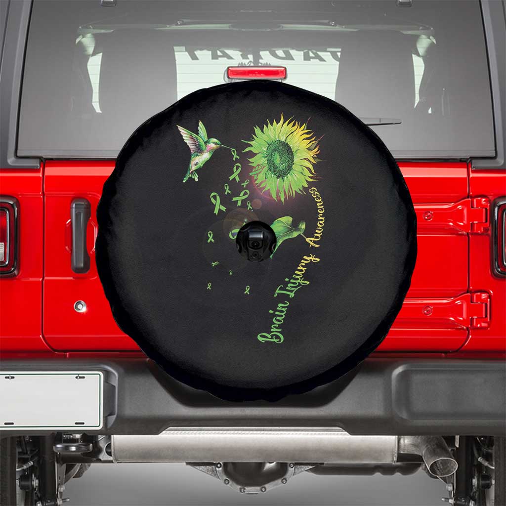 Traumatic Brain Injury Awareness Spare Tire Cover Sunflower Hummingbird TS02 Black Print Your Wear