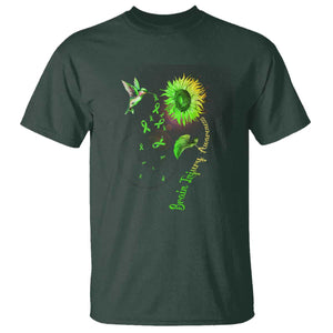 Traumatic Brain Injury Awareness T Shirt Sunflower Hummingbird TS02 Dark Forest Green Print Your Wear