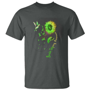 Traumatic Brain Injury Awareness T Shirt Sunflower Hummingbird TS02 Dark Heather Print Your Wear