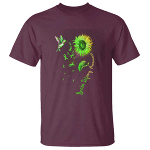 Traumatic Brain Injury Awareness T Shirt Sunflower Hummingbird TS02 Maroon Print Your Wear