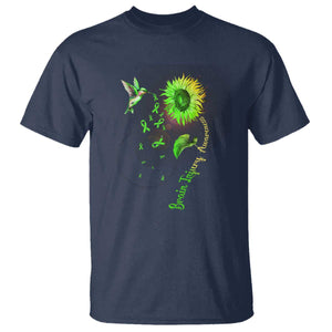 Traumatic Brain Injury Awareness T Shirt Sunflower Hummingbird TS02 Navy Print Your Wear