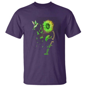 Traumatic Brain Injury Awareness T Shirt Sunflower Hummingbird TS02 Purple Print Your Wear