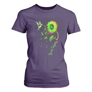 Traumatic Brain Injury Awareness T Shirt For Women Sunflower Hummingbird TS02 Purple Print Your Wear