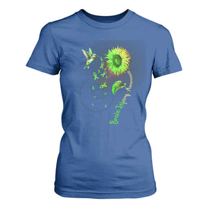Traumatic Brain Injury Awareness T Shirt For Women Sunflower Hummingbird TS02 Royal Blue Print Your Wear