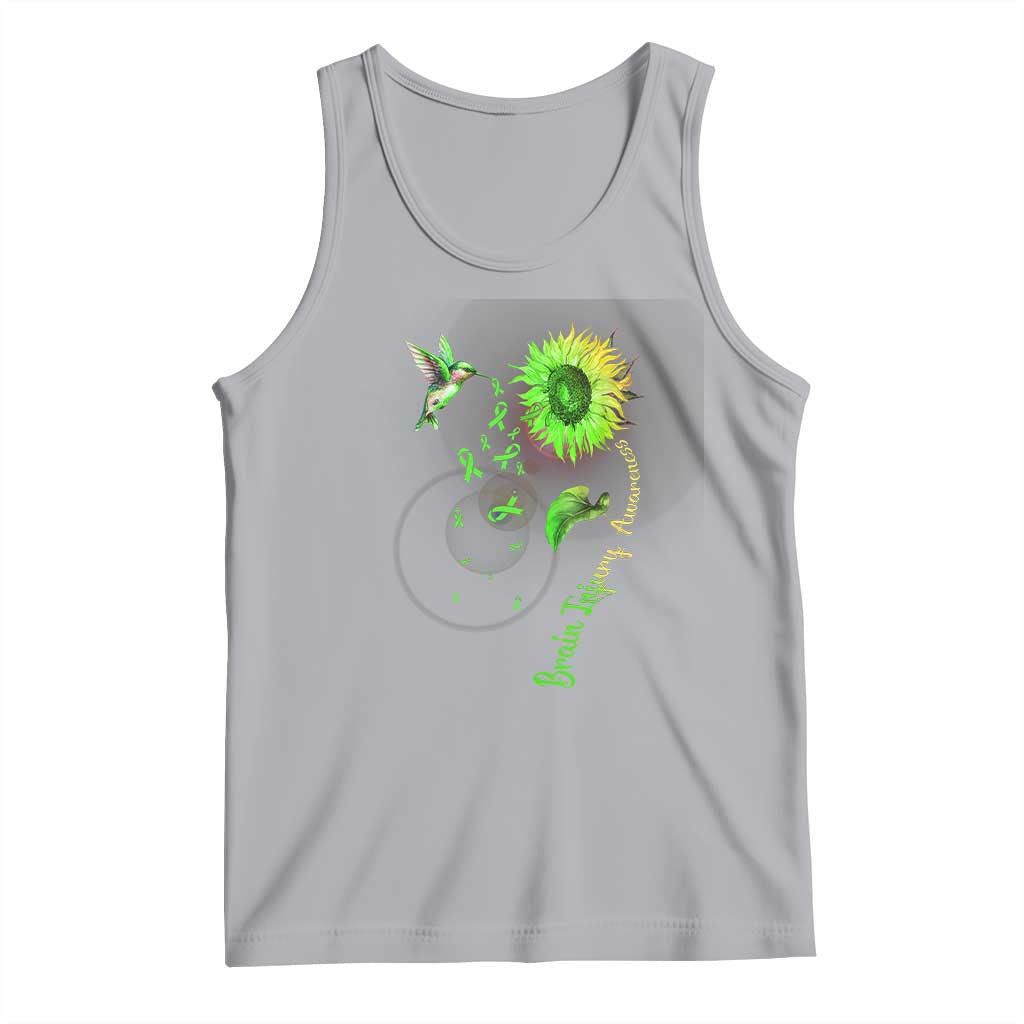 Traumatic Brain Injury Awareness Tank Top Sunflower Hummingbird TS02 Athletic Heather Print Your Wear